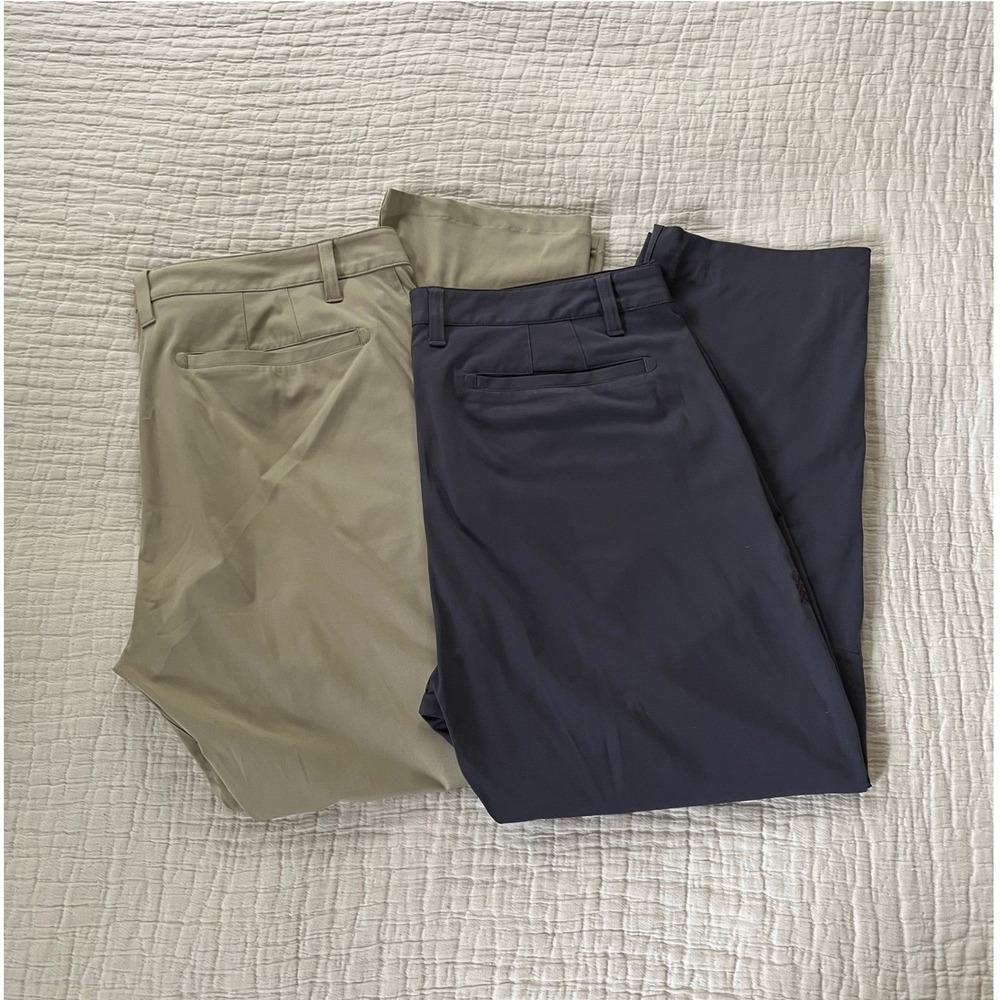 Lot of 2 Rhone Commuter Pant Mens 35x28 Blue & Tan Slim Stretch